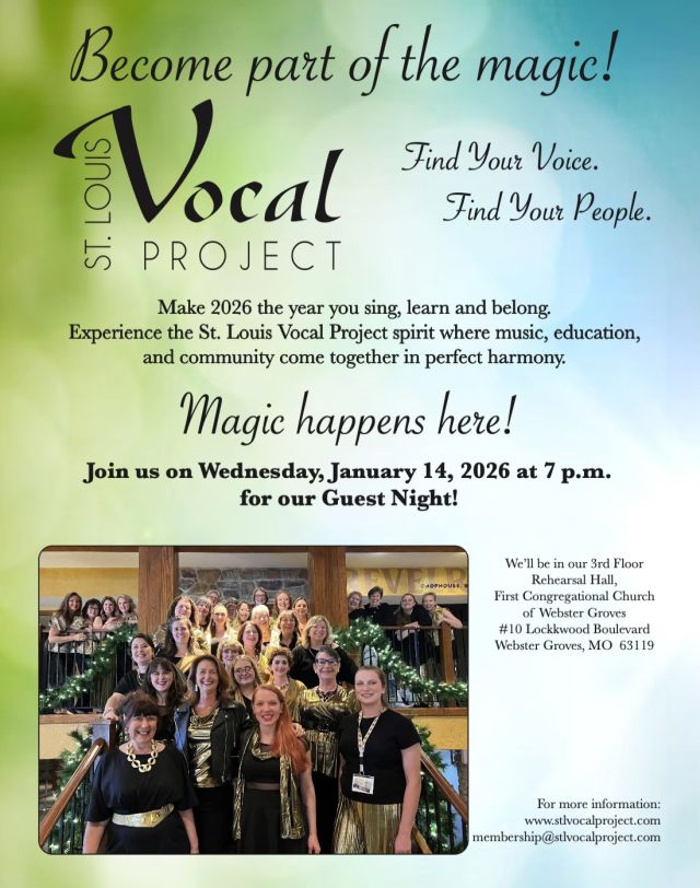 Flyer for Guest Night, Wednesday, January 14, 2026, 7 pm, First Congregational Church, 10 West Lockwood, Webster Groves, Missouri