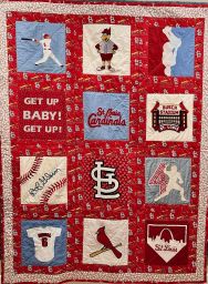 Image of quilt with St. Louis Cardinals baseball theme